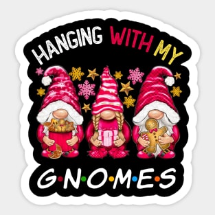 Funny Christmas Gnome Hanging With My Gnomies Family Pajamas Sticker